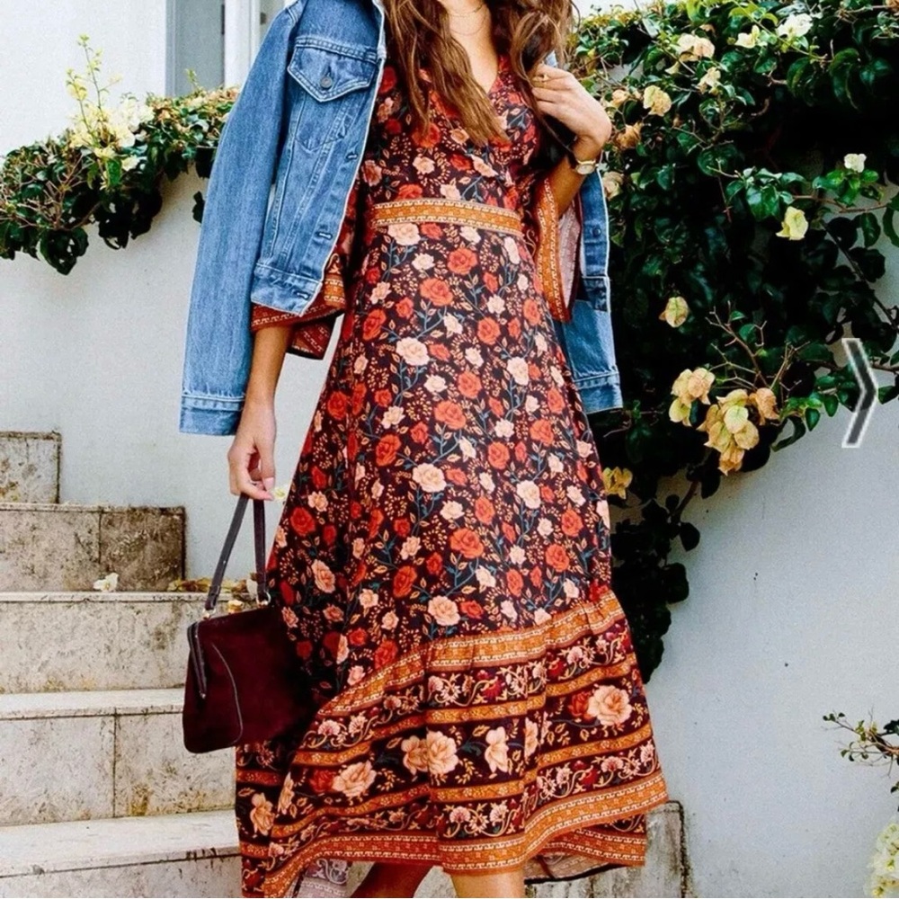 Arnhem Bella Rose Wrap Maxi Dress in Midnight